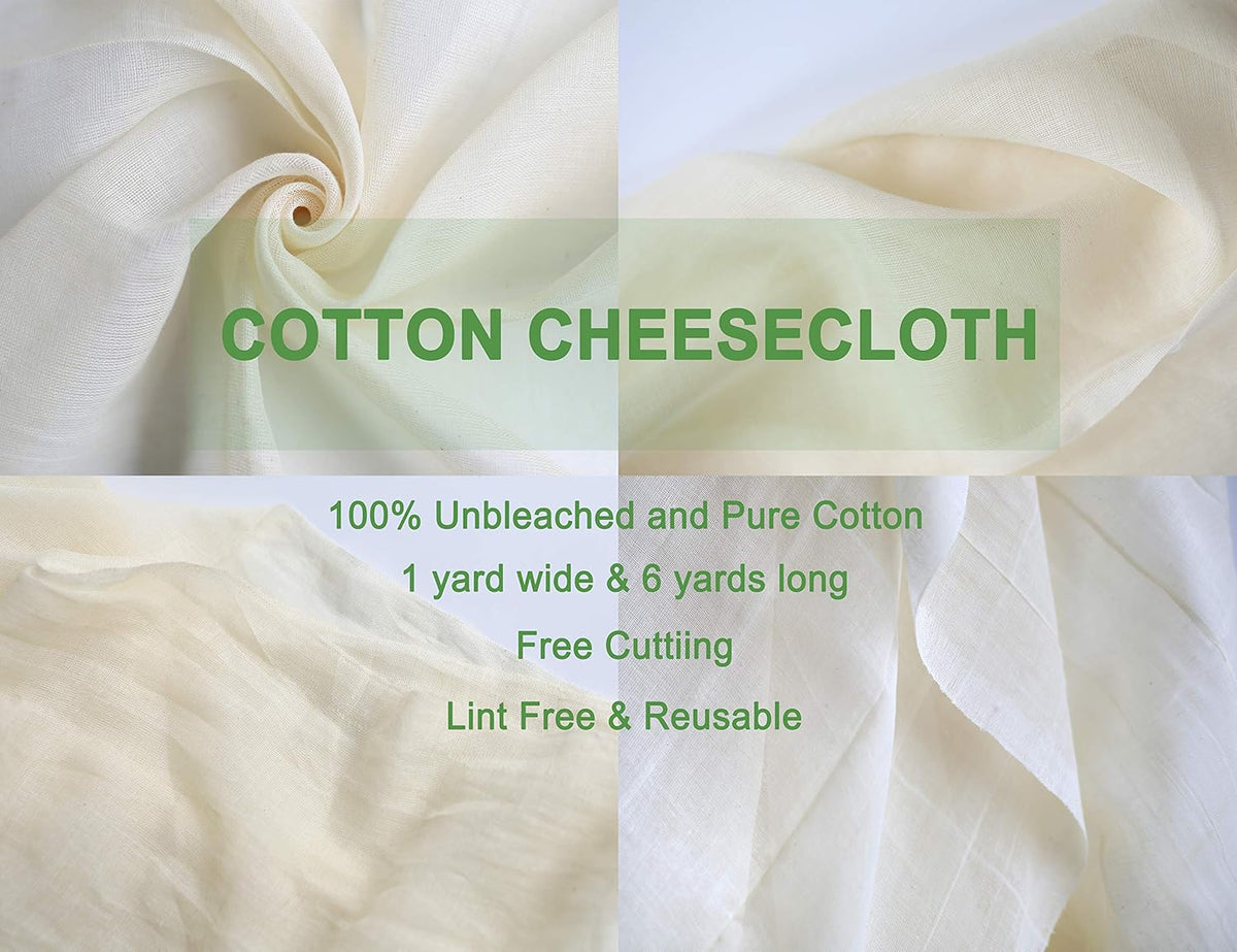 100% Cotton Unbleached Fine Cheesecloth, 54 Sq Feet, Pack of 2 P1346