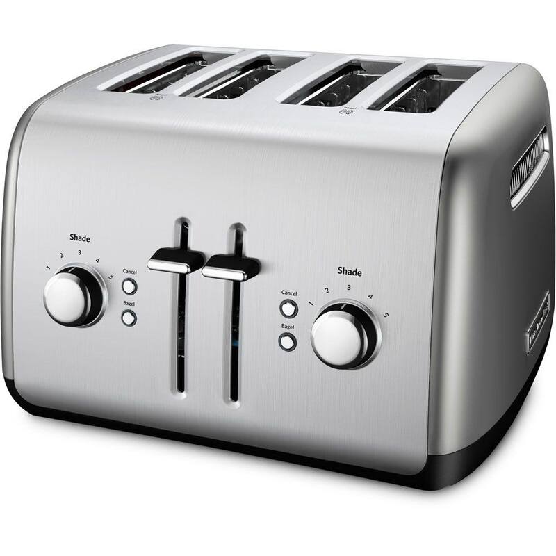 Silver 4-Slice Wide Slot Toaster with Crumb Tray K1167