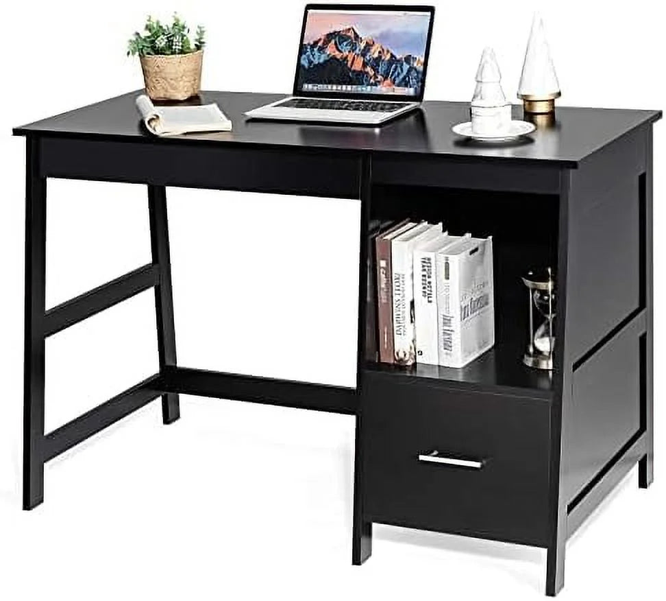 Black Computer Desk with 2 Drawers S664