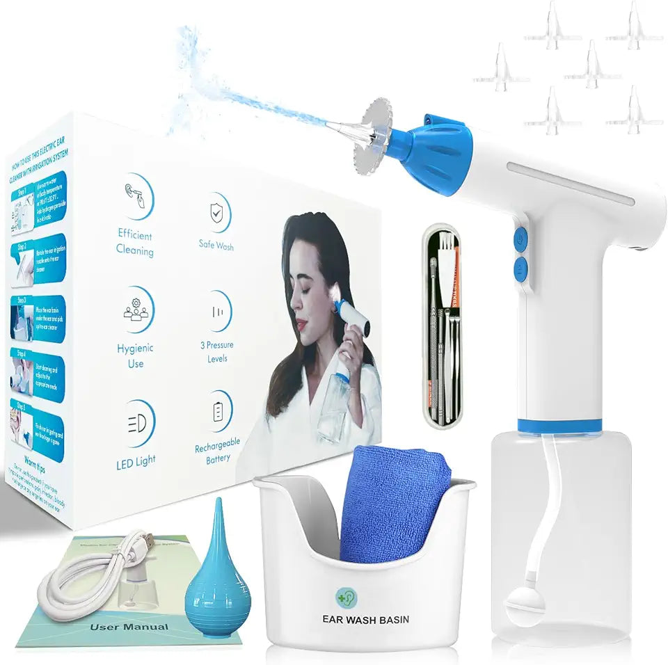 Electric Ear Wax Removal Kit with LED Light and 3 Water Pressure Modes W27938