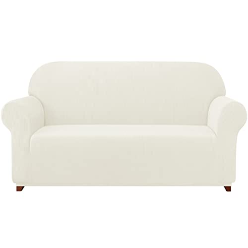 Ivory Stretch Couch Cover Set 1 Piece Sofa Slipcover with Cushion Cover for 2 Cushion Loveseat U35431