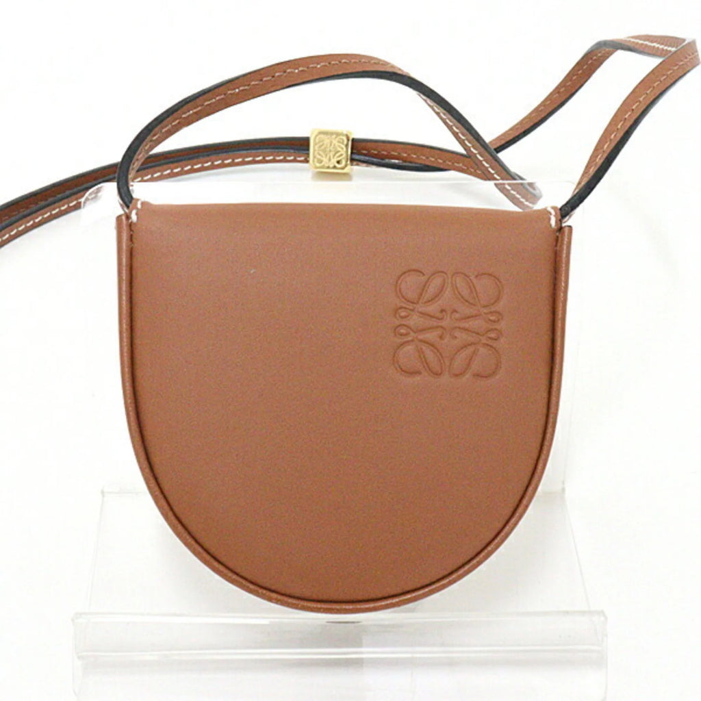 Pre-Owned Heel Pouch Mini Soft Calf Tan Neck Shoulder Crossbody Coin Case O5137