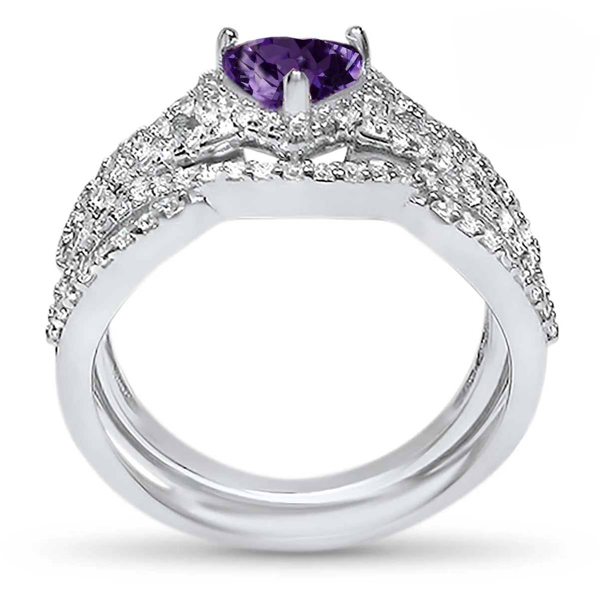 Purple Heart Sterling Silver Ring Guard Wrap Set Size 5 K476399