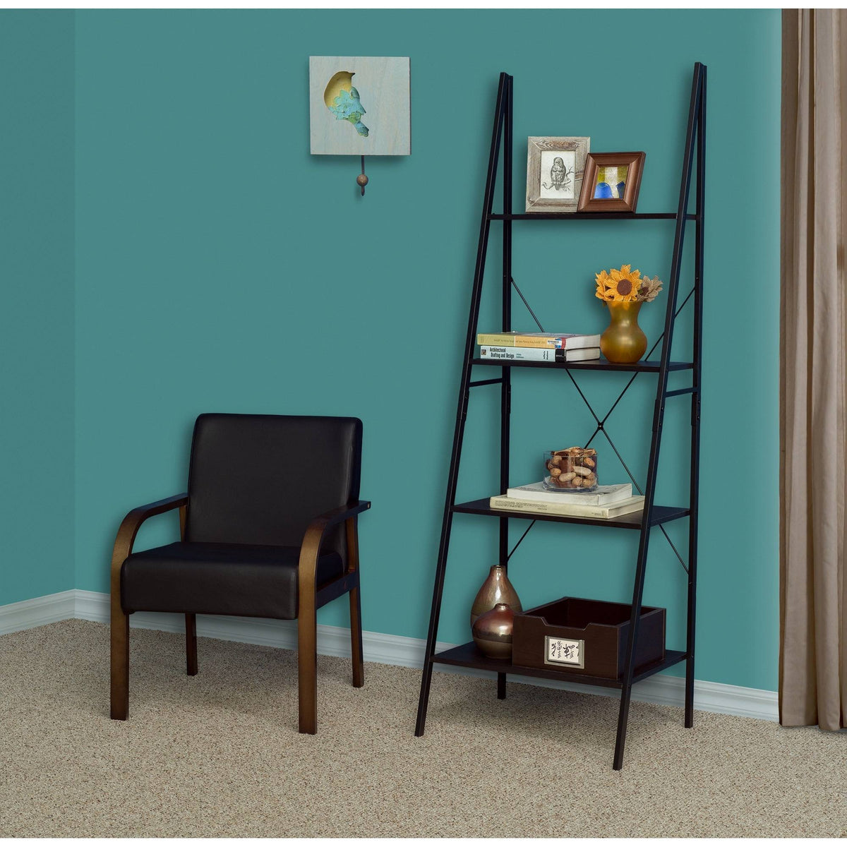 72x22 Ladder Bookcase Black E160