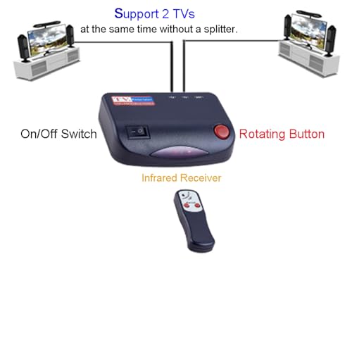 Outdoor TV Antenna, Long Range, 360° Rotation, 4K 1080P VHF UHF, with Remote and 40ft RG6 Coax Cable T4098