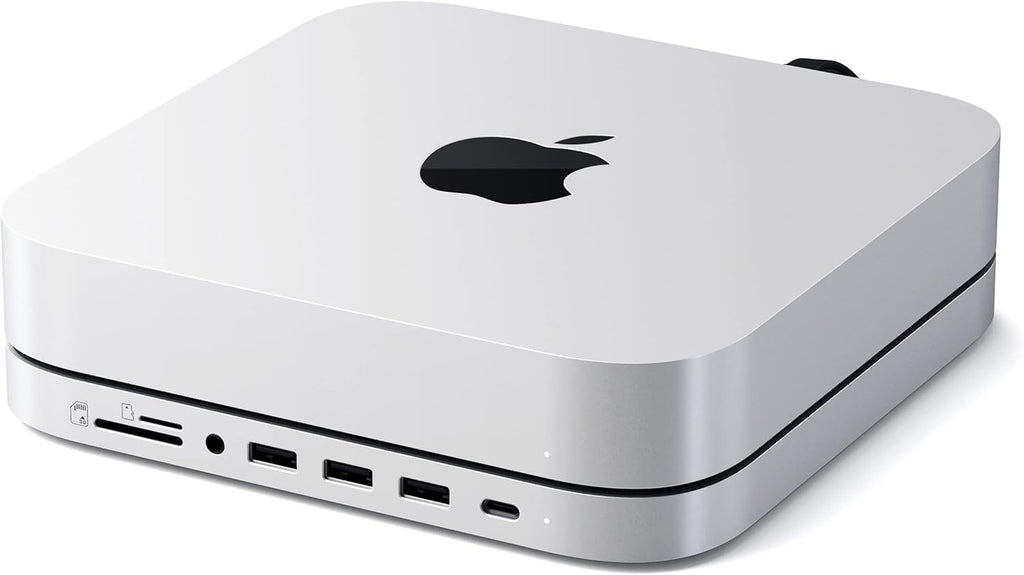 Type-C Stand & Hub with SSD Enclosure, M.2 SATA, USB-C, Micro/SD Card Readers, USB-A & Headphone Jack, Silver X37528