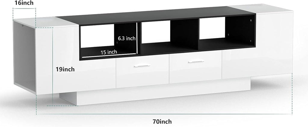 70 Inch Black & White Glossy TV Stand I508