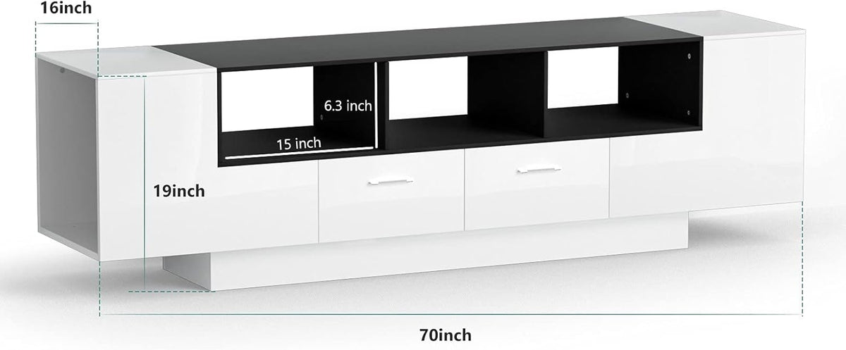 70 Inch Black & White Glossy TV Stand I508