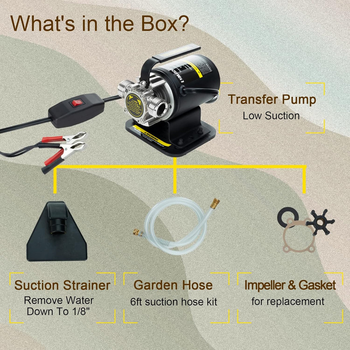 12V Portable Self-Priming Water Transfer Pump with Suction Hose Kit N482369