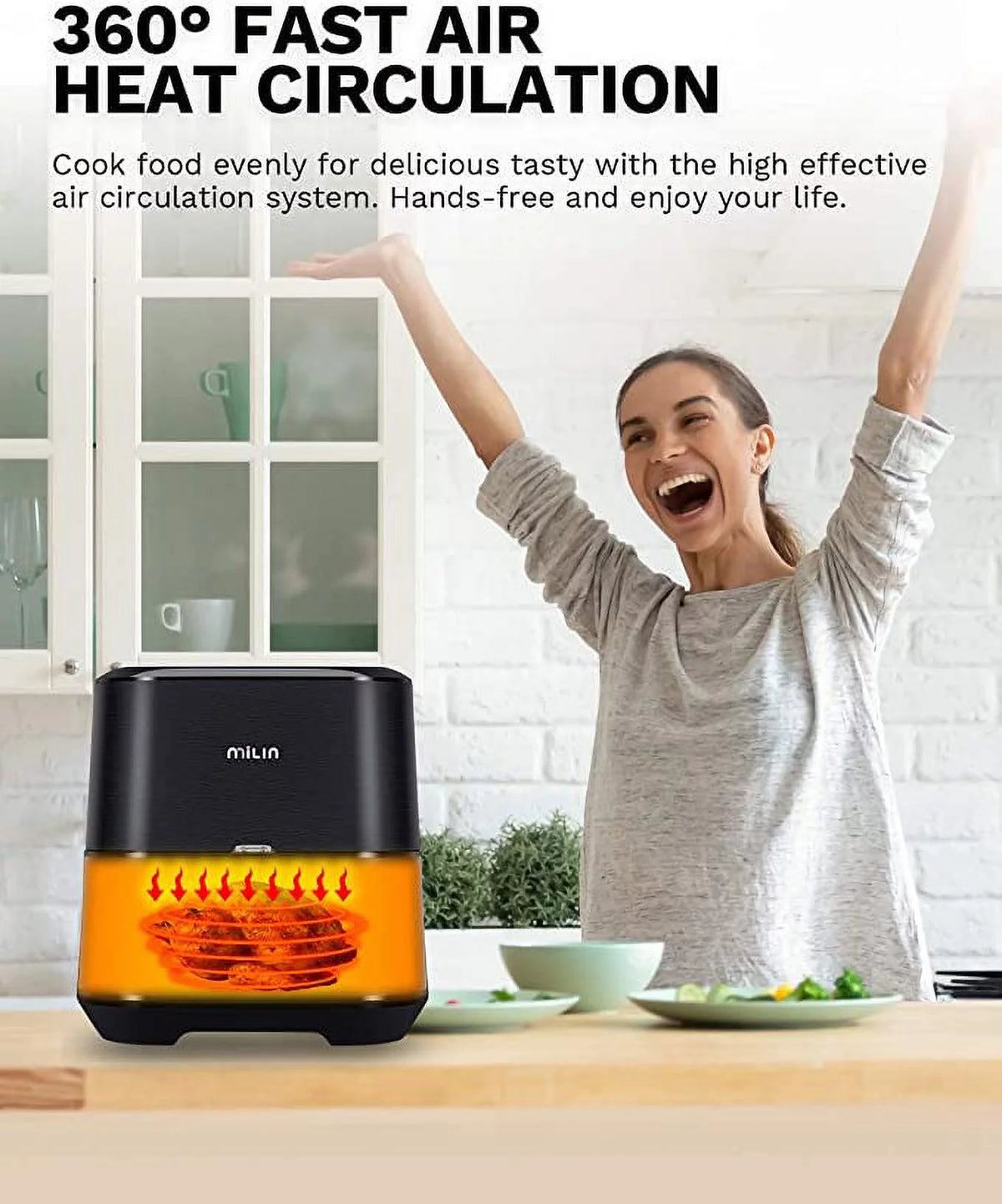 5.8 Quart 1700-Watt Electric Air Fryer with Nonstick Basket F26236