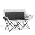 Portable 2 Person Folding Camping Sofa Chair with Carry Bag, Black P26561