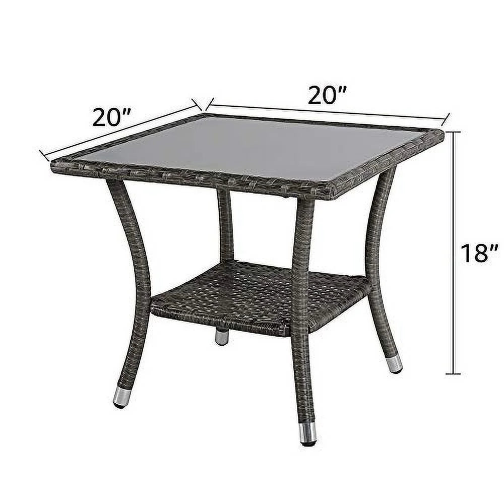 20" Square Wicker Outdoor Side Table with Storage W16768