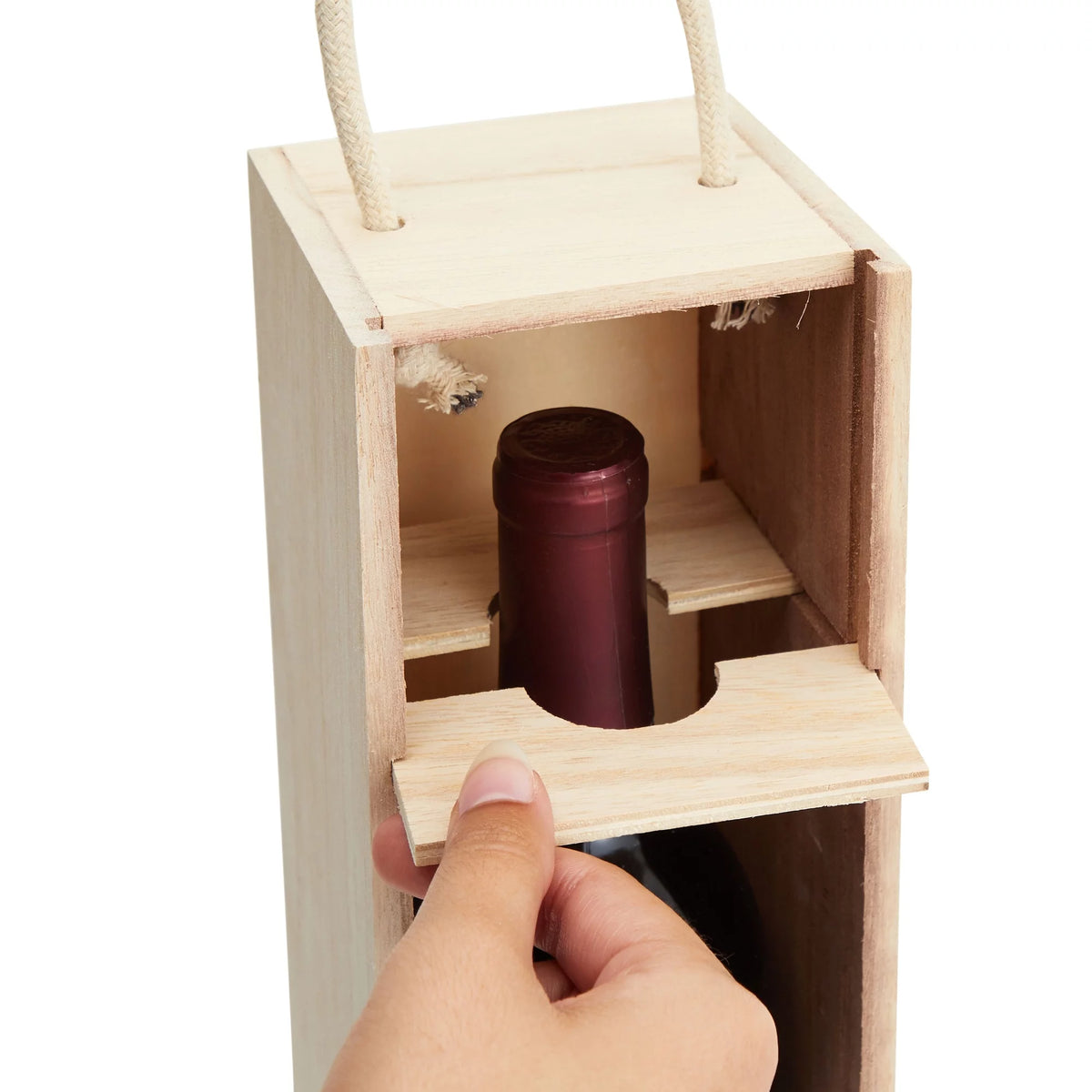 2 Pack Unfinished Wooden Wine Boxes with Handles S26724