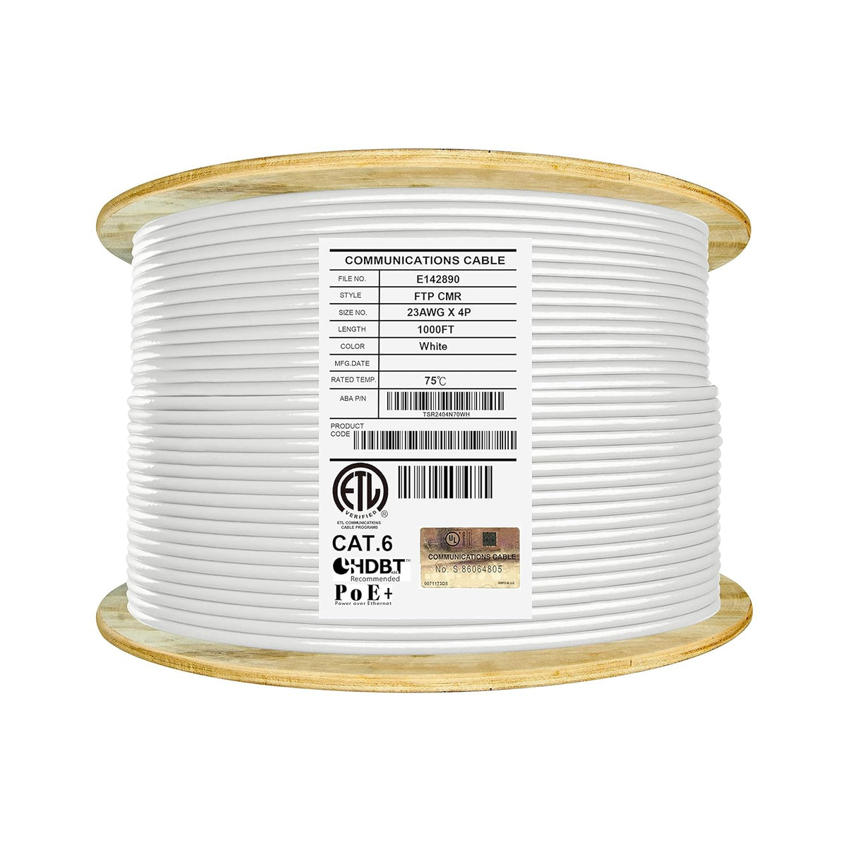 1000ft F/UTP 23AWG Solid Bare Copper Bulk Ethernet Cable Reel L4359