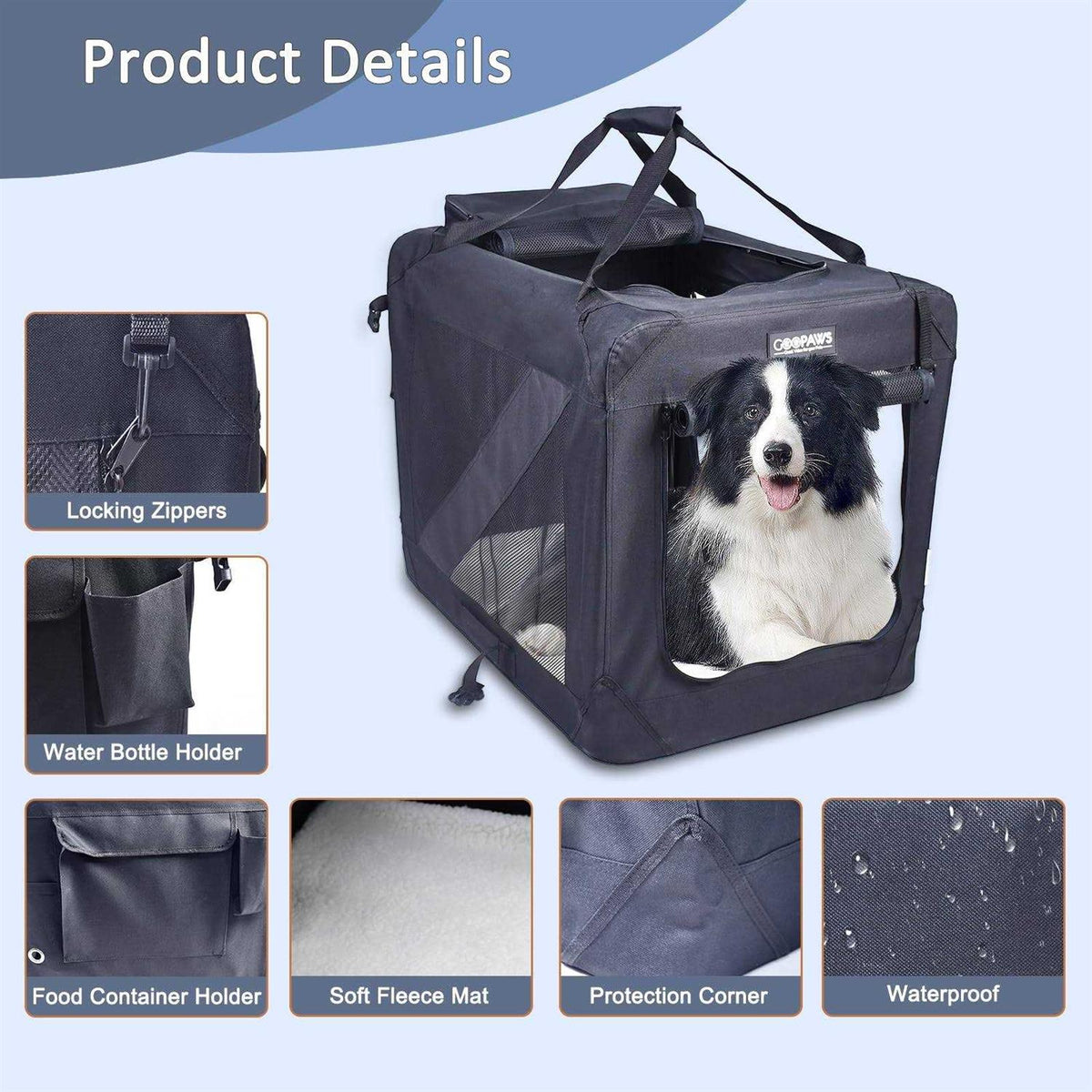 3-Door Collapsible Soft-Sided Dog Crate V384531