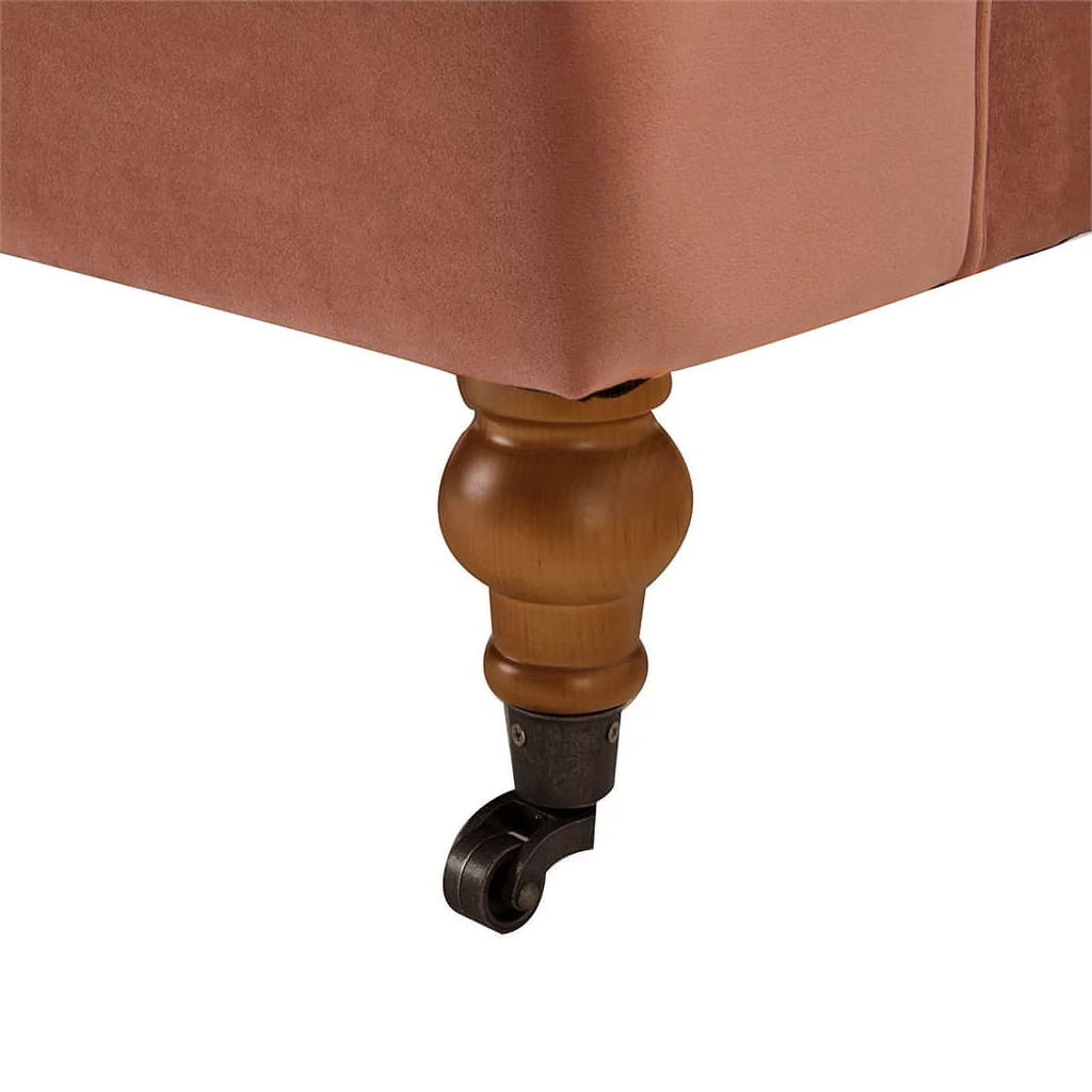Peach Orange Hardwood Sofa with Metal Casters R104257