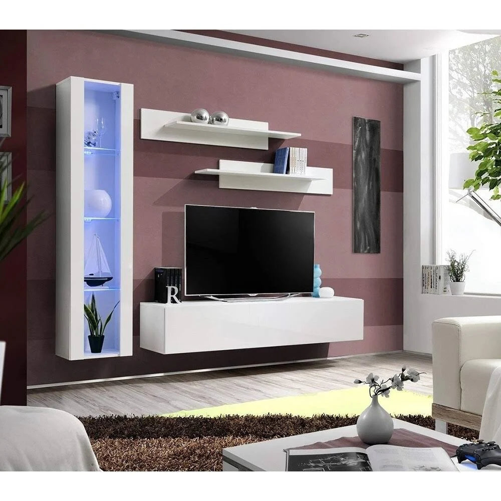 Black Wall Mounted Floating Entertainment Center U27890
