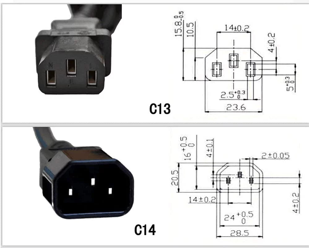 2-Pack 18Awg 250V 10A IEC 320 C13 to C14 Power Cable 6 Feet V654