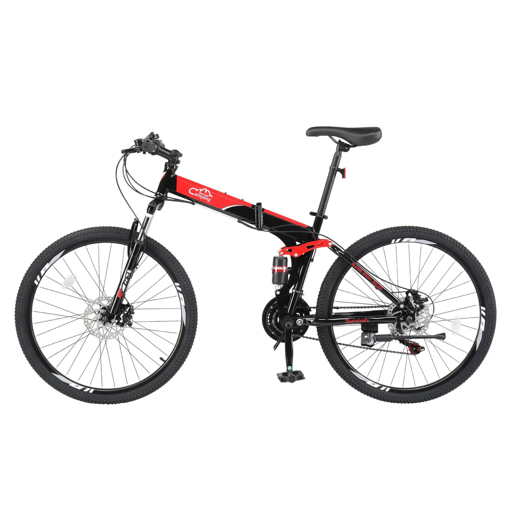 Folding Mountain Bike 21-Speed 26 inch Red K292531