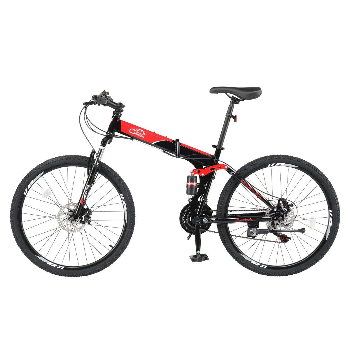 Folding Mountain Bike 21-Speed 26 inch Red K292531