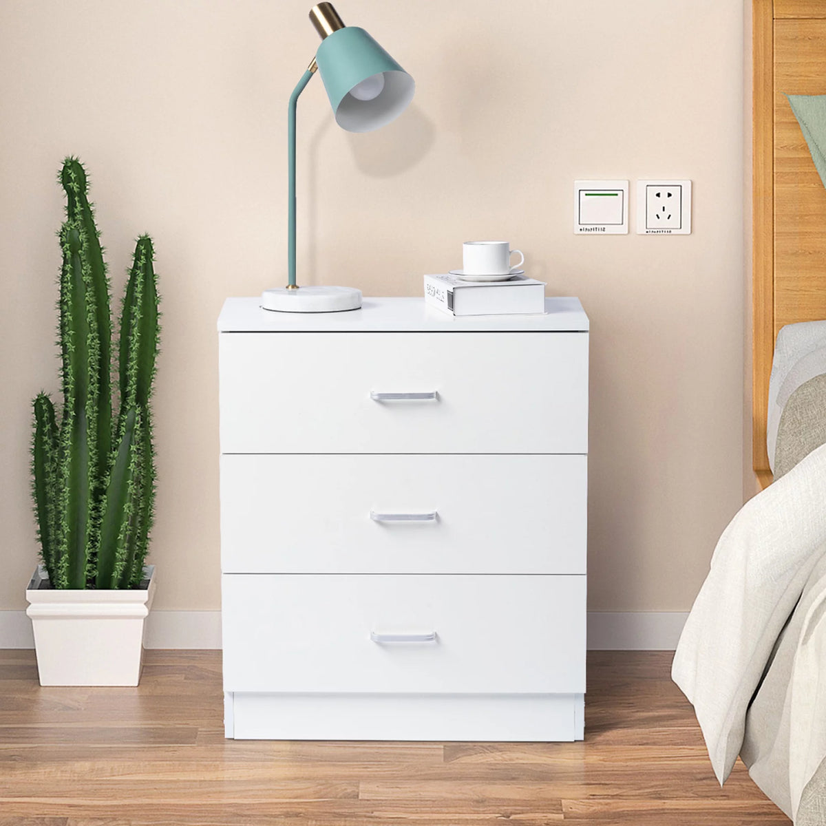 White 3-Drawer Wooden Dresser C89604