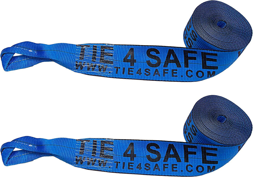 4" x 30' Heavy Duty Twisted Sewn Loop Winch Strap Tie Down (Black, 8 - Pack) L857628