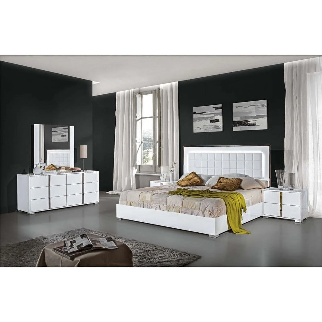 White High Gloss King Size 5-Piece Bedroom Set B127272