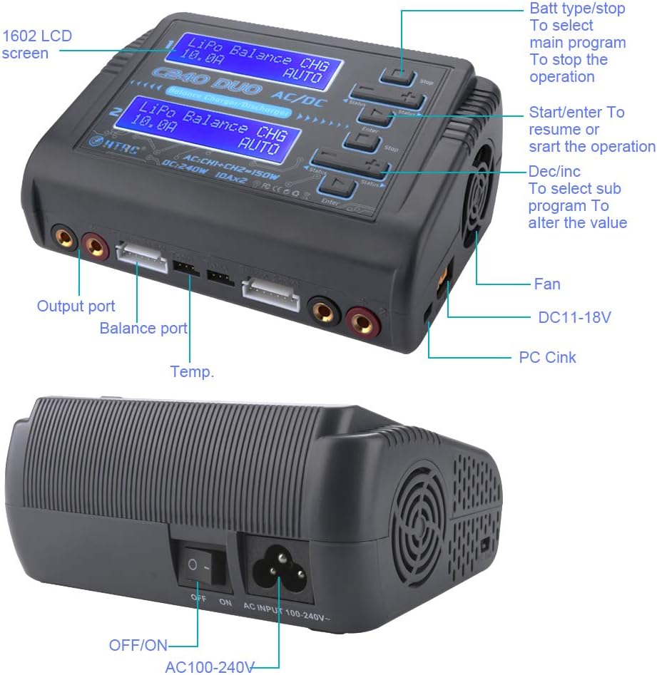 Dual LiPo Balance Charger 1S-6S AC 150W DC 240W 10A RC Battery Charger Q426211
