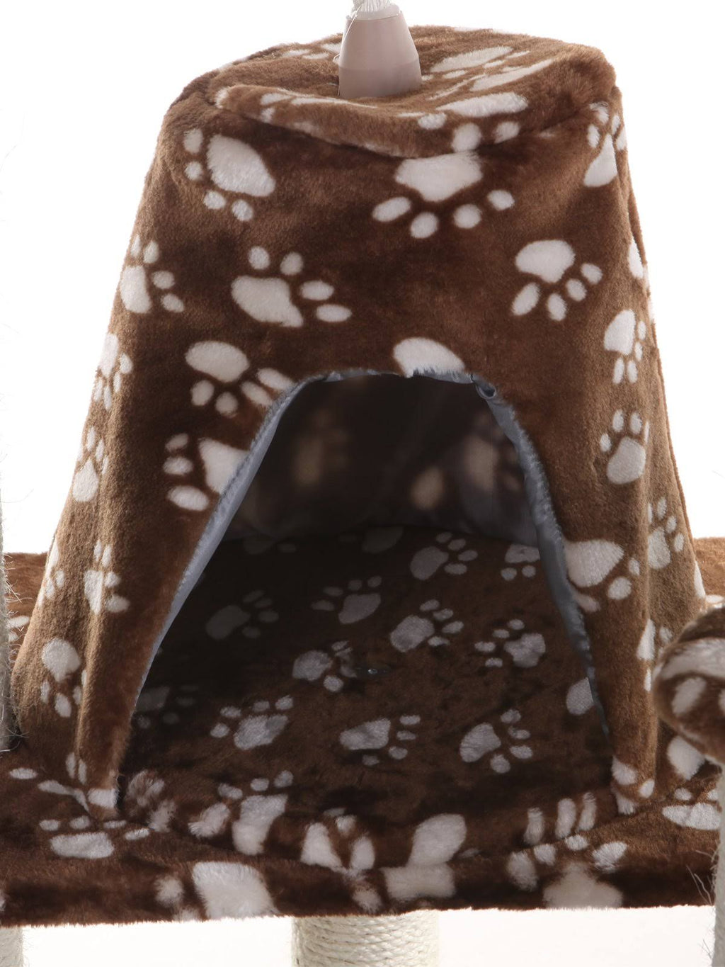 Saddle Brown/White Paw Print Cat Tree Y11069