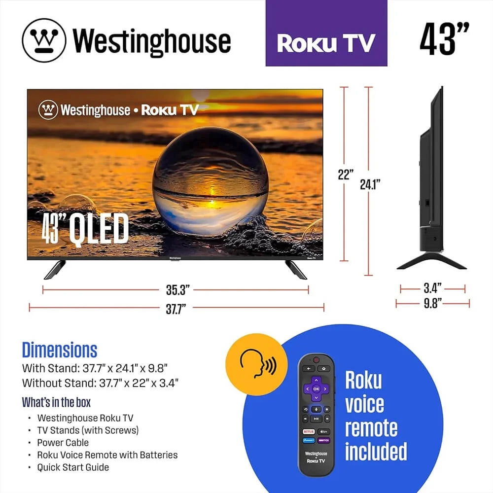 43 Edgeless QLED 4K UHD Roku TV T666