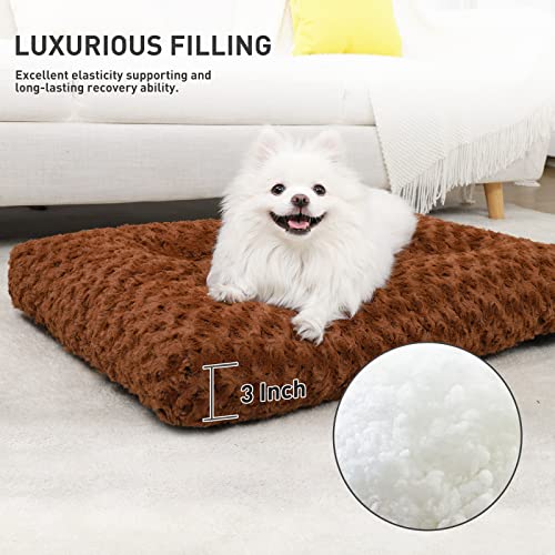 Washable Plush Dog Crate Bed, 35" x 23", Gray J7727