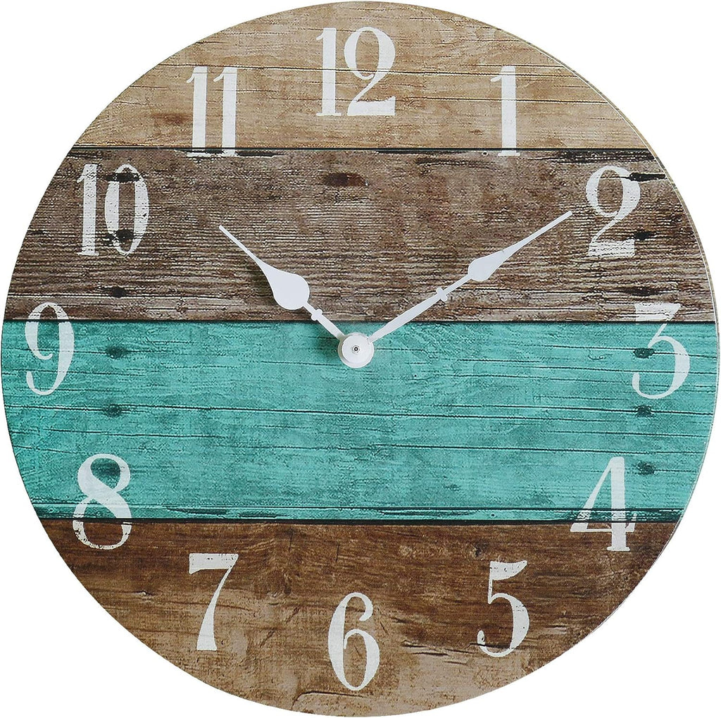 Rustic Coastal Wood Round Wall Clock Z105798
