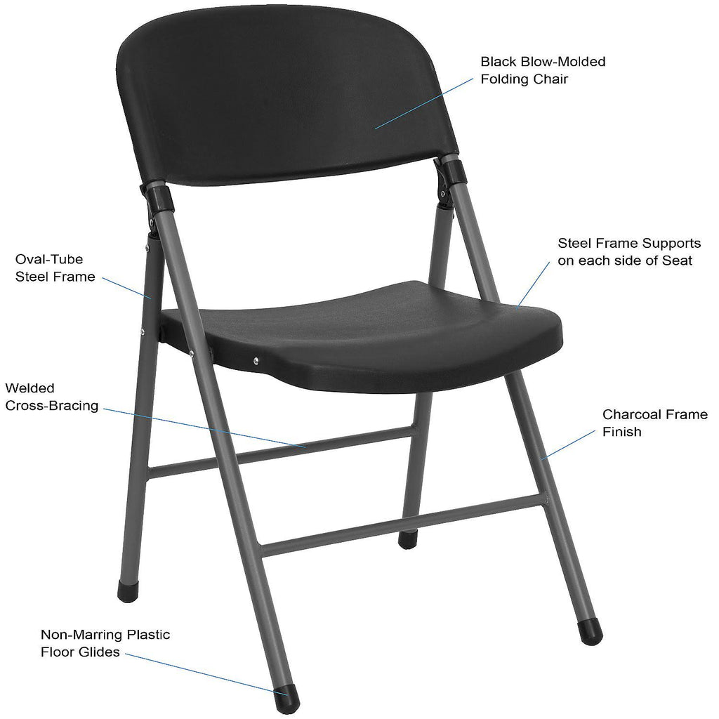 Black Plastic Folding Chair T930