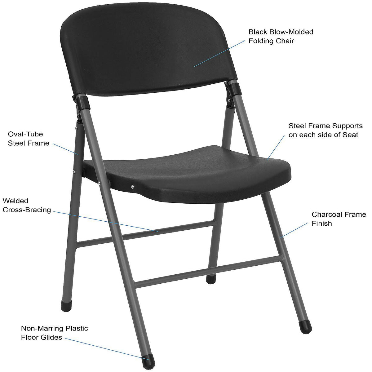 Black Plastic Folding Chair T930