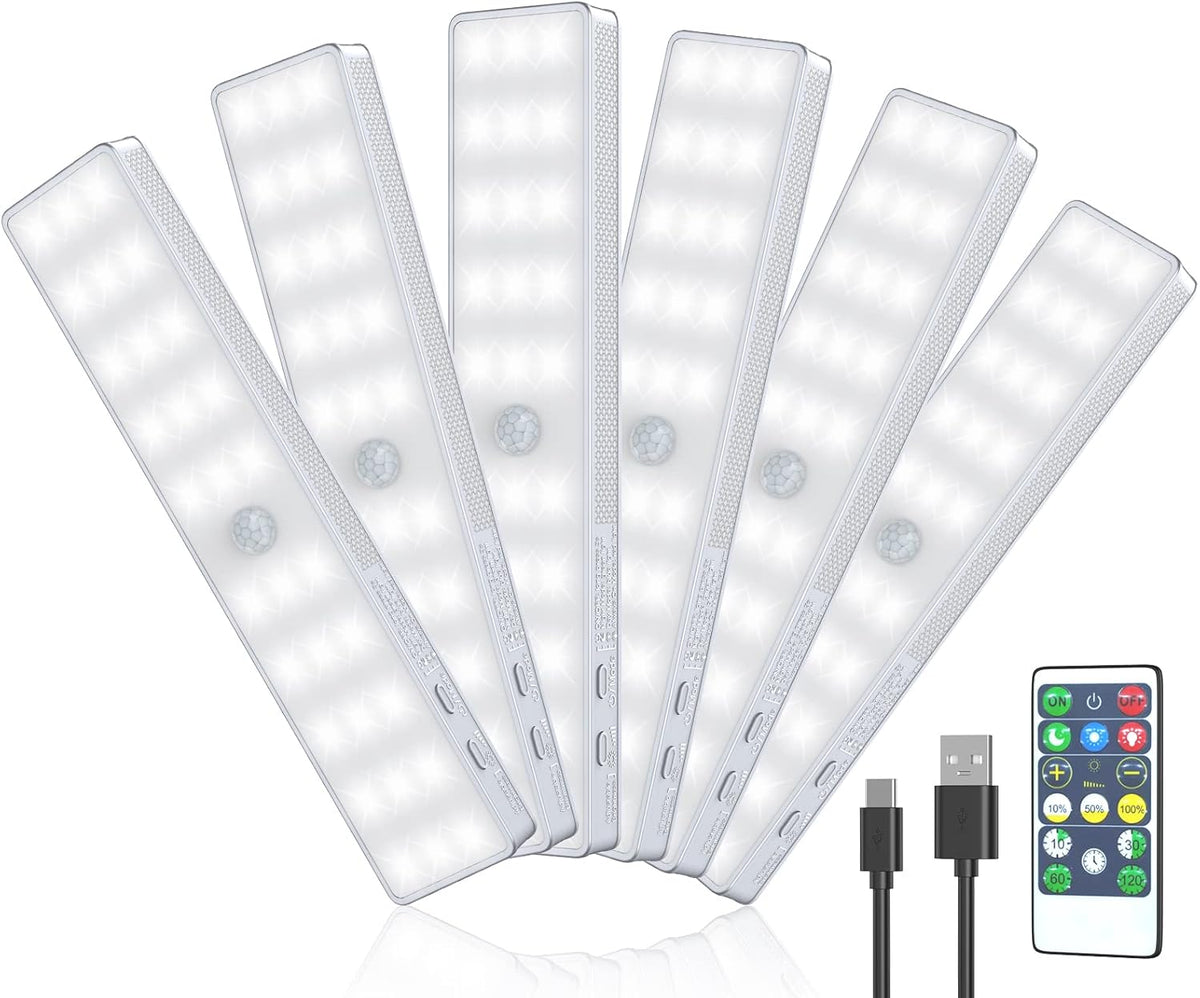 USB Rechargeable Motion Sensor LED Closet Light 6 Pack L230