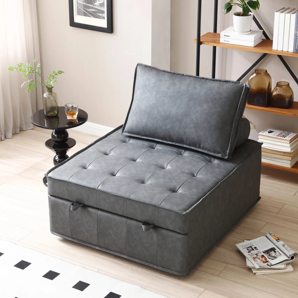 Faux Leather Ottoman Sofa Bed T2282