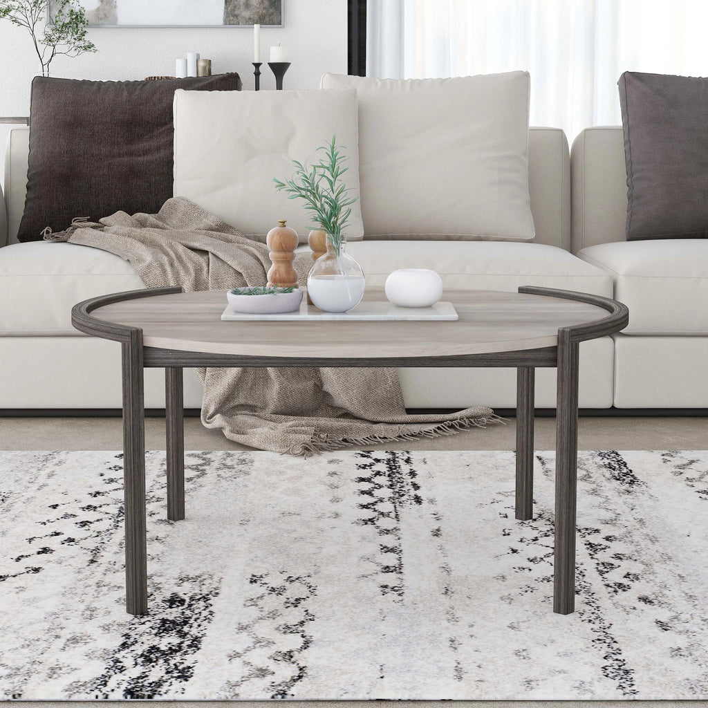 Light Grey 37-inch Steel Round Coffee Table C7838