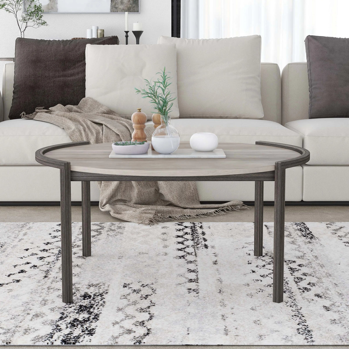 Light Grey 37-inch Steel Round Coffee Table C7838
