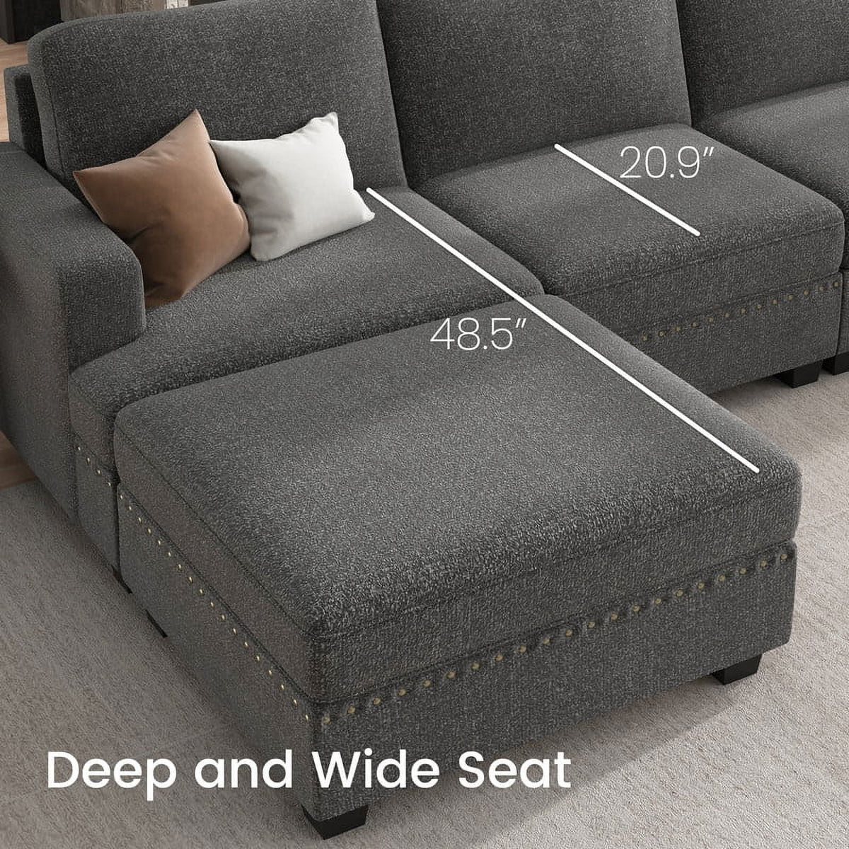 Light Grey Modular Sectional Sofa with Storage Ottoman I863540
