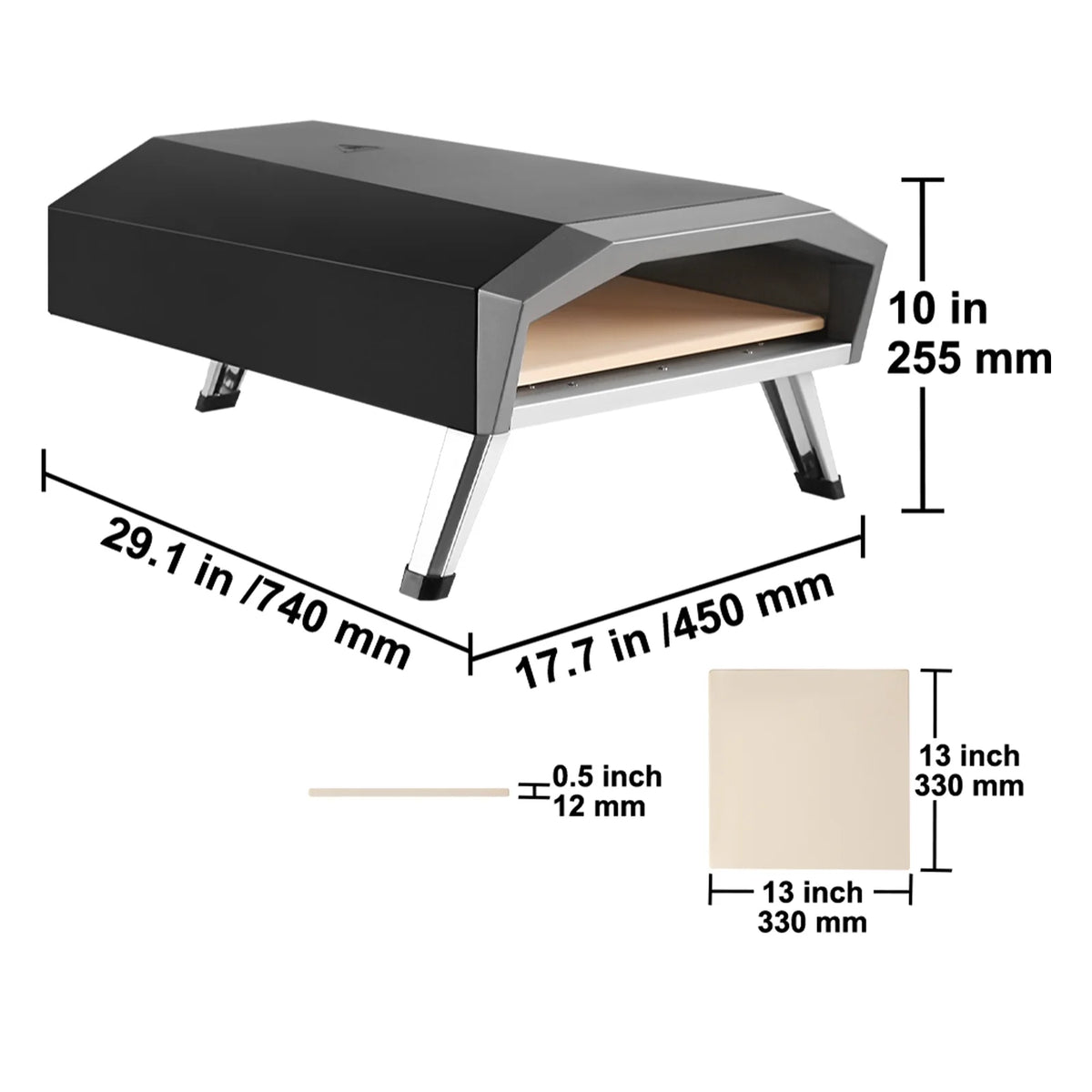 13" Portable Outdoor Pizza Oven Stainless Steel U42670
