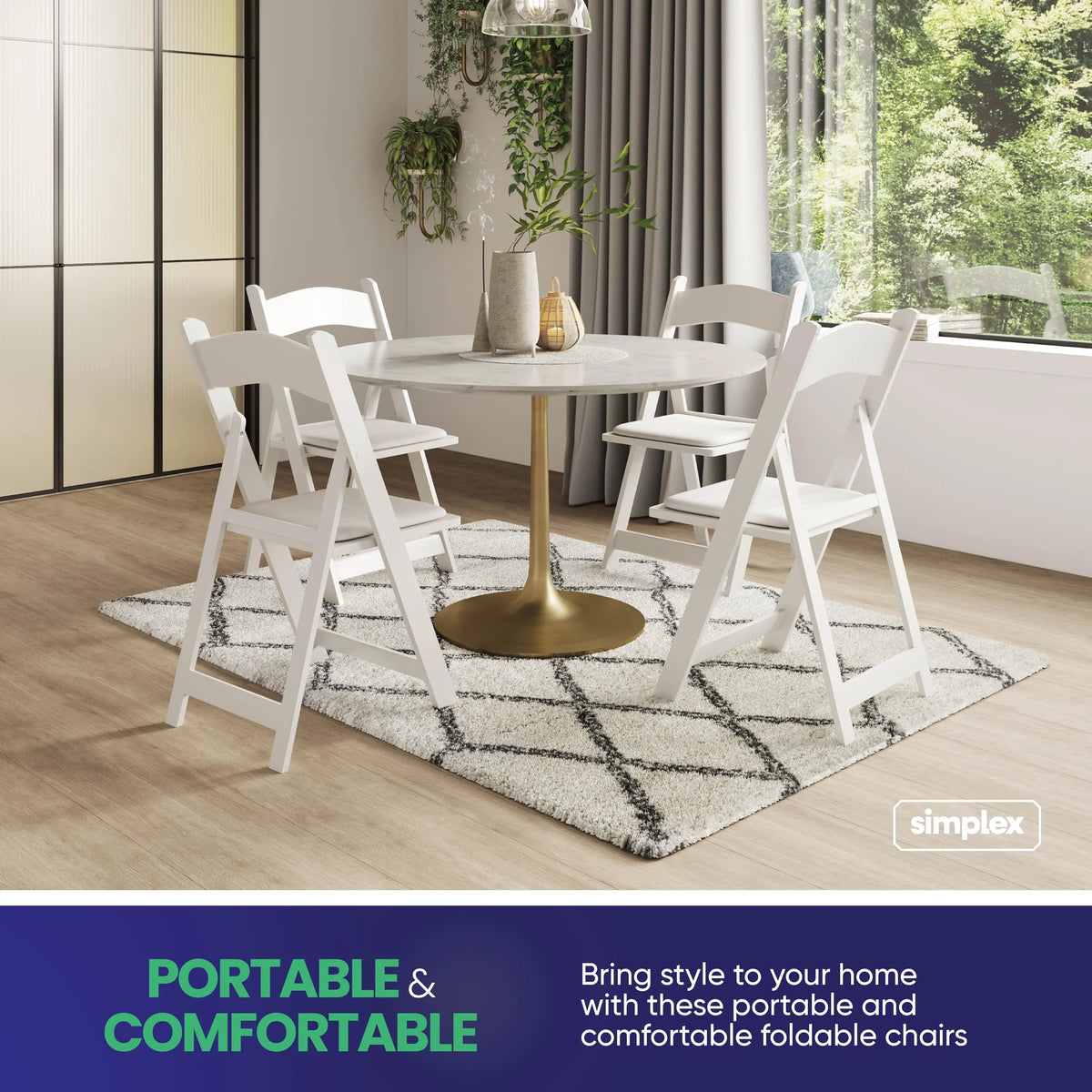 White Resin Stackable Folding Chairs 4-Pack K919