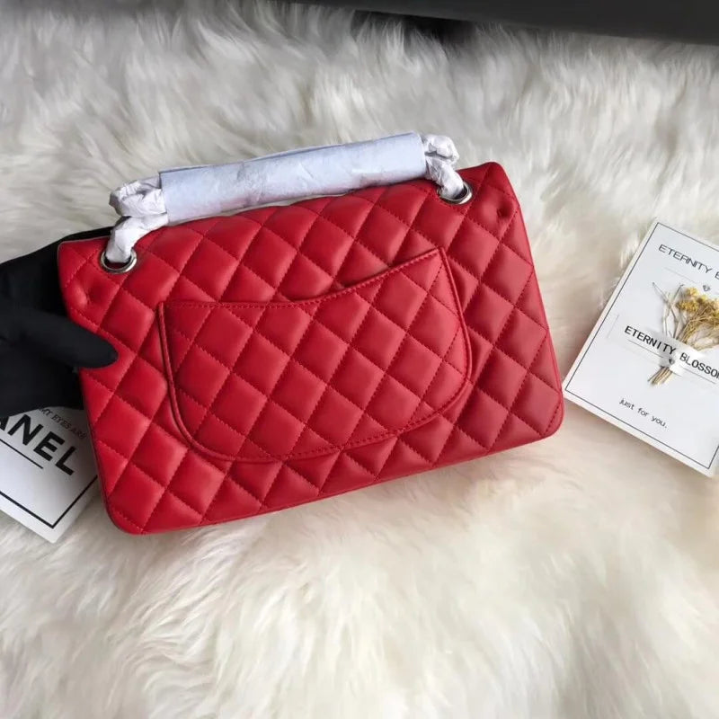 Red Medium Lambskin Leather Flap Bag J236745