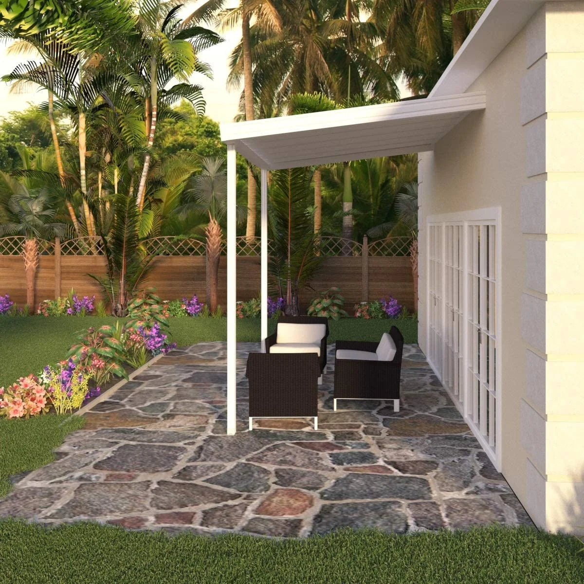 White Aluminum Patio Cover with 2 Posts X22859