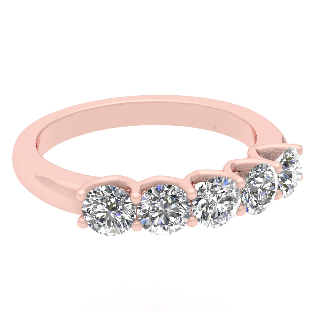 10k Rose Gold Diamond Five Stone Anniversary Band R20009