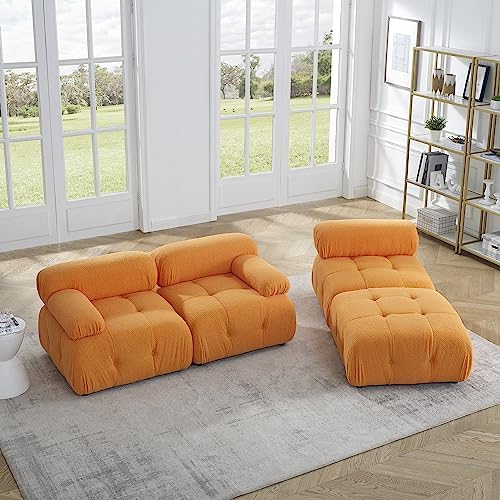 Beige Corduroy Modular Sectional Sofa W8304