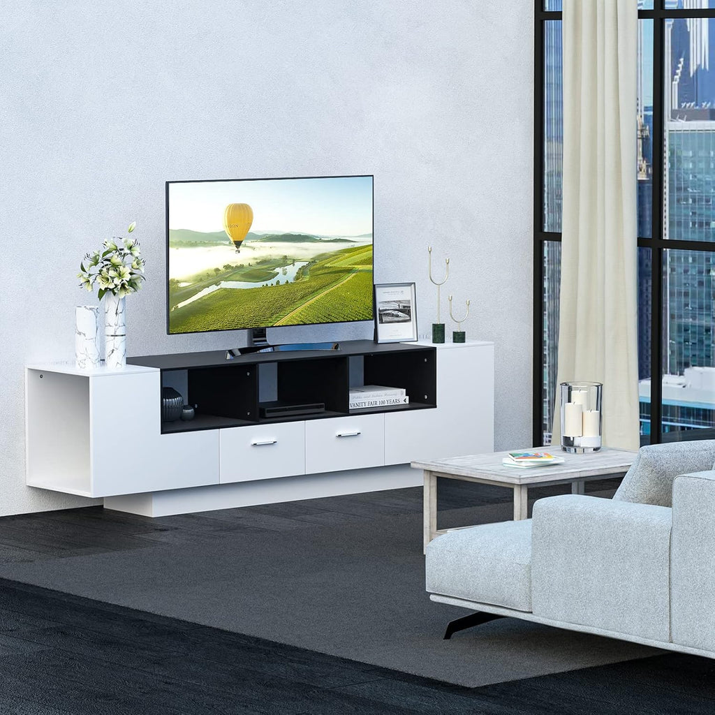 70 Inch Black & White Glossy TV Stand I508