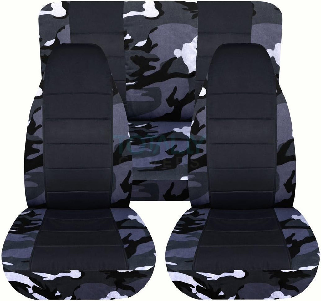 Camo & Black Seat Covers Full Set Front Rear 2-Door Z33889