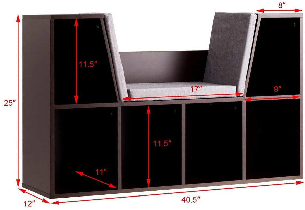 Kids Bookcase with Cushioned Reading Nook N49364