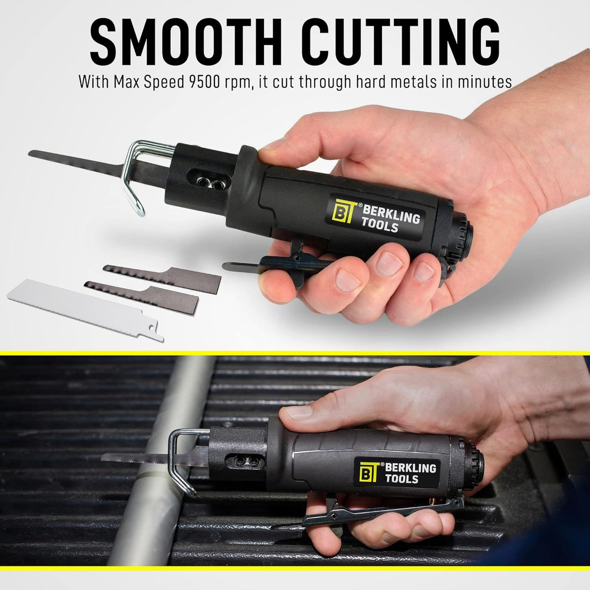 Compact Low Vibration Air Saw with 8 pcs Blade Kit Pneumatic Reciprocating Body Saw W882