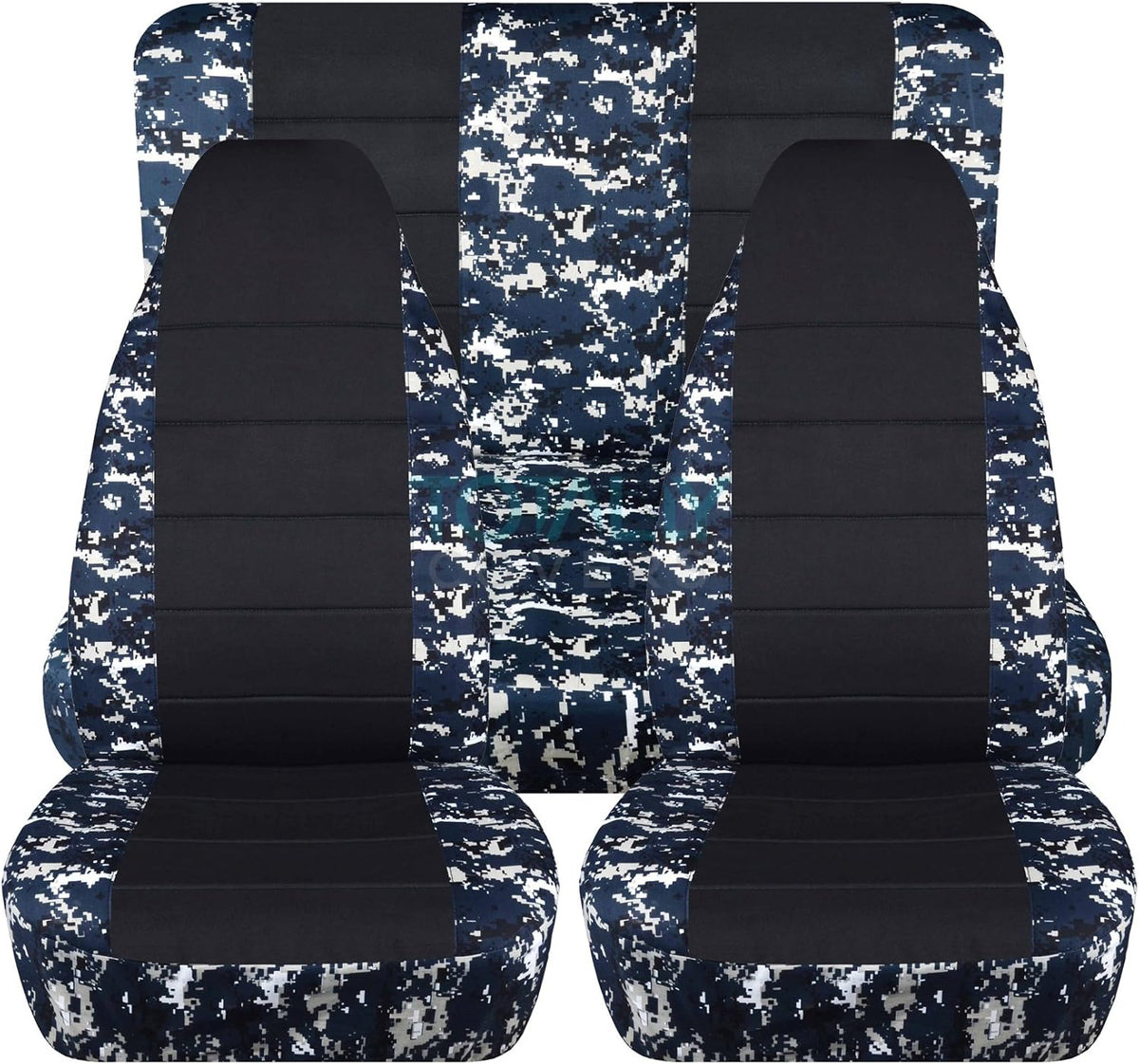Camo & Black Seat Covers Full Set Front Rear 2-Door Z33889